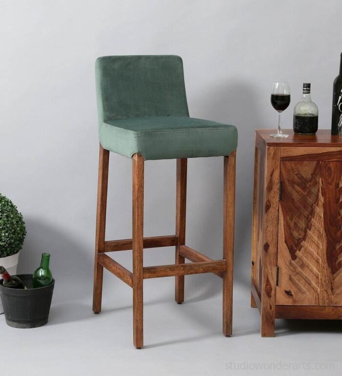 Telford Solid Wood Bar Stool In Rustic Teak Finish