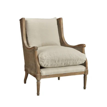 Upholstered Wingback Rattan Chair