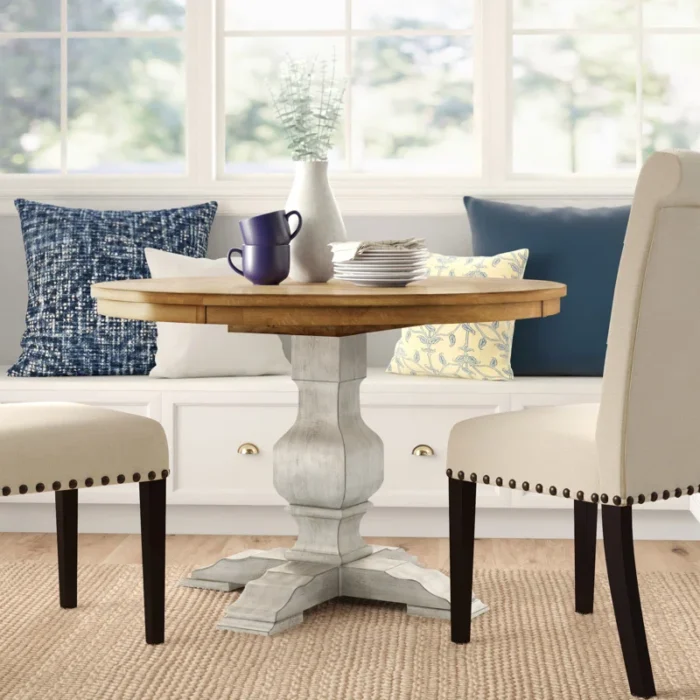 Aliha Round Solid Wood Dining Table in White