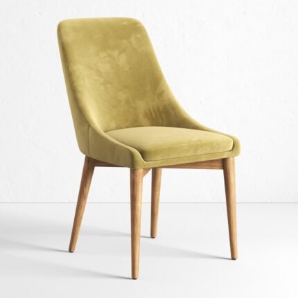 Miami Sleek Solid Wood Dining Chair in Yellow