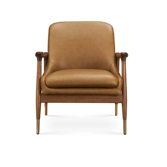 Desmond Armchair Caramel Leather Front