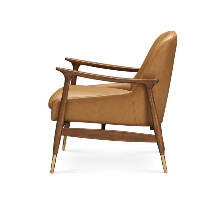 Desmond Armchair Caramel Leather Side