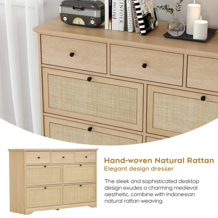 7 drawer dresser in Rattan