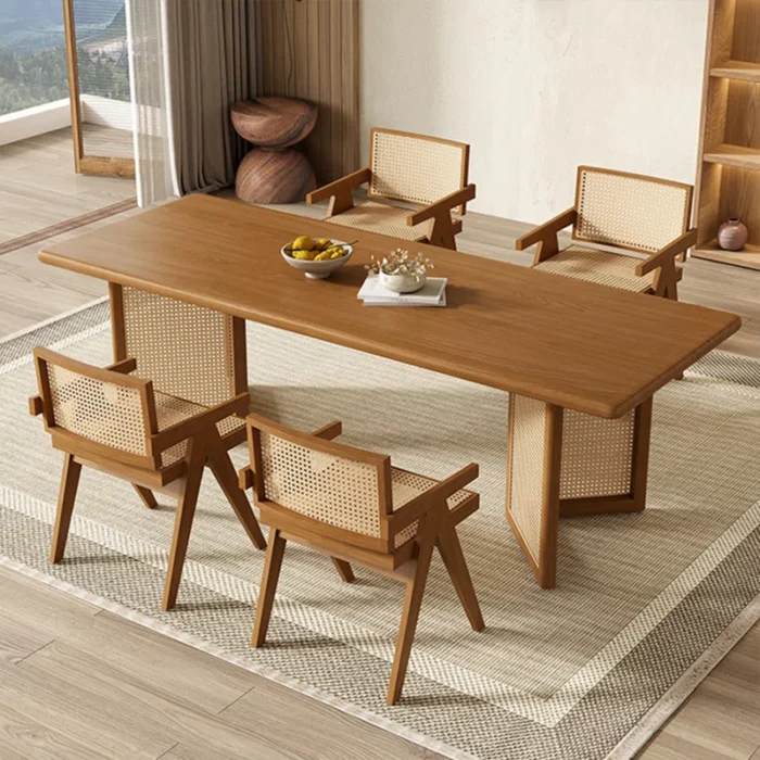 Behn Solid Wood Dining Set in Rattan