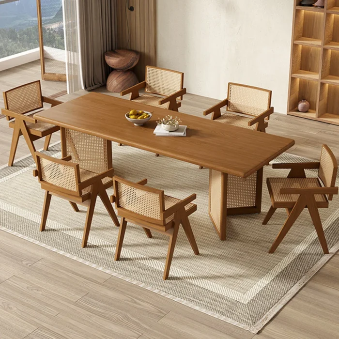 Behn Solid Wood Dining Set in Rattan