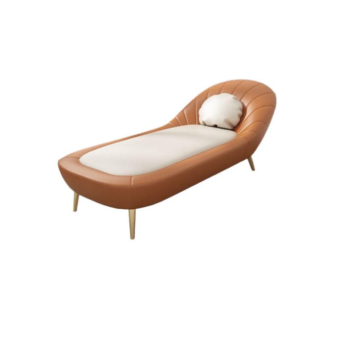 Zara Faux Leather Chaise Lounge in Brown