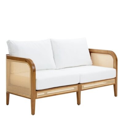 Alan Rattan Arm Chair Two Seater In Solid Wood