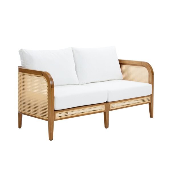 Alan Rattan Arm Chair Two Seater In Solid Wood