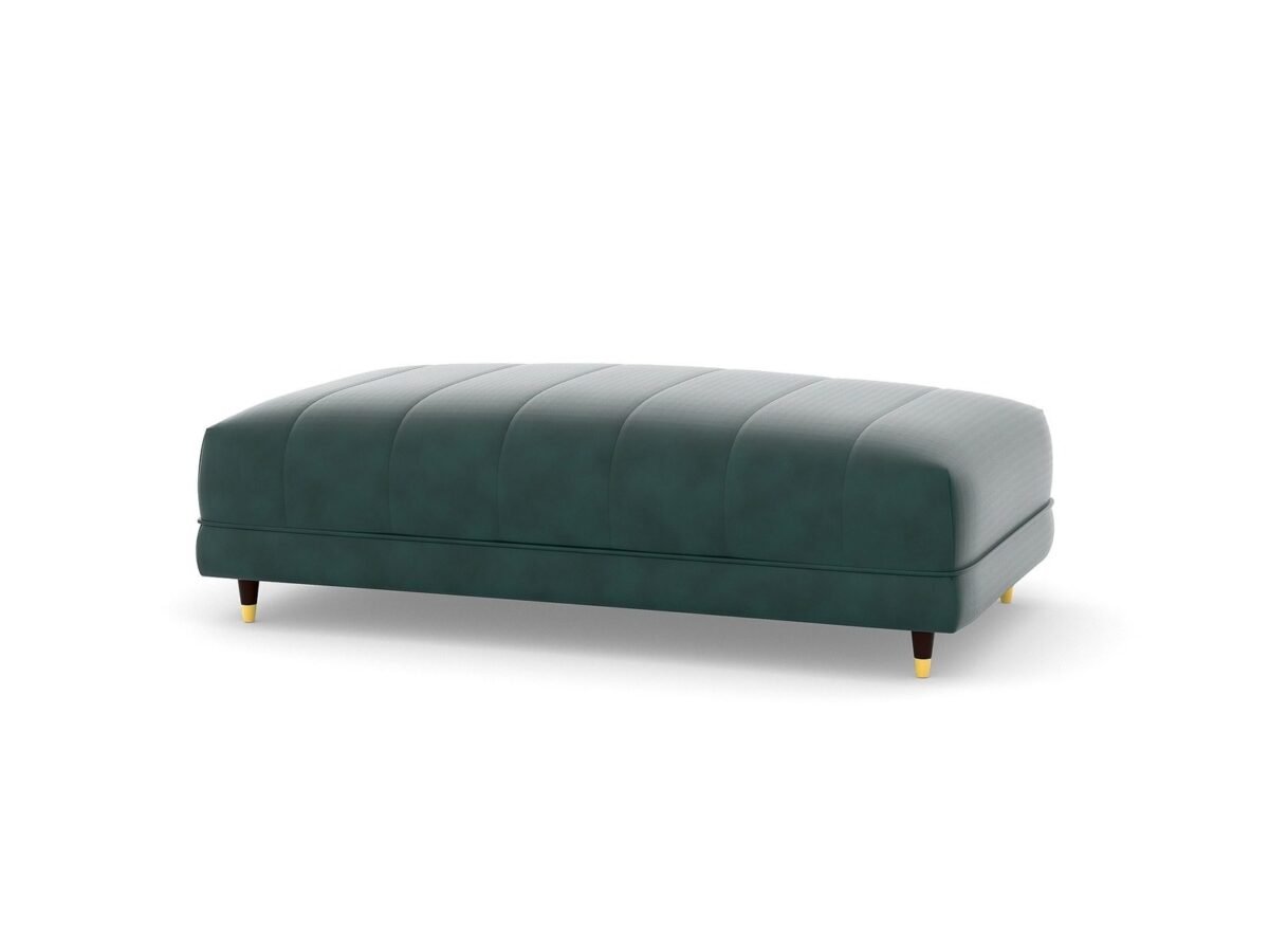Capri Green Leather Ottoman in solid wood