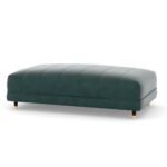 Capri Green Leather Ottoman in solid wood