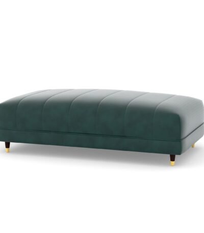 Capri Green Leather Ottoman in solid wood