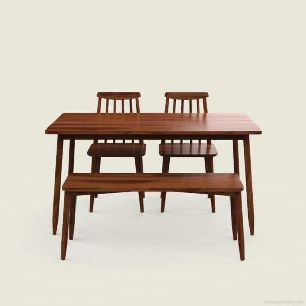 Klismos Solid Wood Dining Set (4 Chair + 1 Bench)