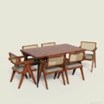 Anglo Matte Solid Wood Rattan Dining Set