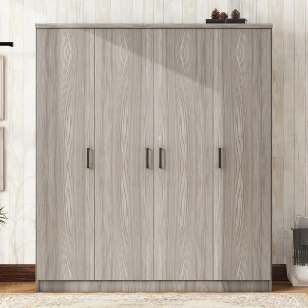 4 Door Armoire Wardrobe Closet with Storage Shelves