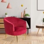 Texo Upholstered Accent Chair In Suede Solid Wood