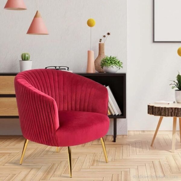 Texo Upholstered Accent Chair In Suede Solid Wood