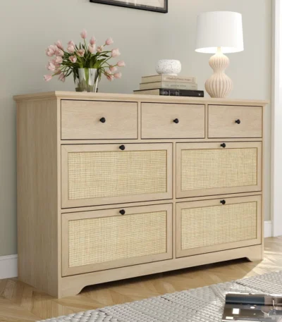 7 Drawer Dresser in Rattan