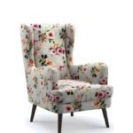 Alan Solid Wood Wing Chair in Floral Pattern