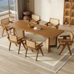 Behn Rattan Dining Set in Solid Wood