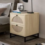 Side Table With Rattan Drawers