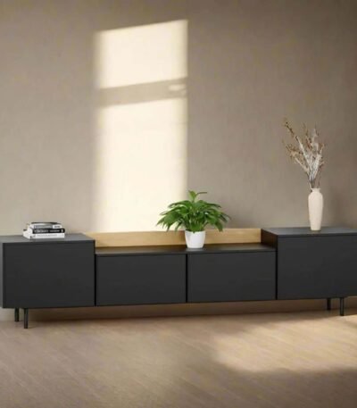 Sleek TV Console Wooden Accents