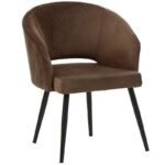 Luxury Canas Upholstered Dining Chair In Brown Colour