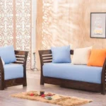 3-4-5 Curved Solid Wood Sofa Set