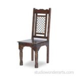 Metal Jali Solid Wood Dining Chair
