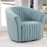 Luxury Franck 360 Swivel Tufted Barrel Chair in Velvet