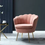 Hendrix Pink Upholstered Barrel Dining Chair in Solid Wood