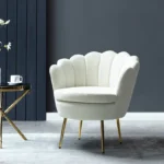 Hendrix White Upholstered Barrel Dining Chair in Solid Wood