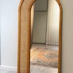 Teak wood Rattan Mirror