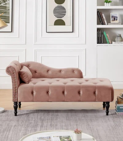 Jawone Upholstered Chaise Lounge 60.5" in Solid Wood