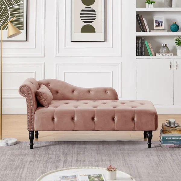 Jawone Upholstered Chaise Lounge 60.5" in Solid Wood
