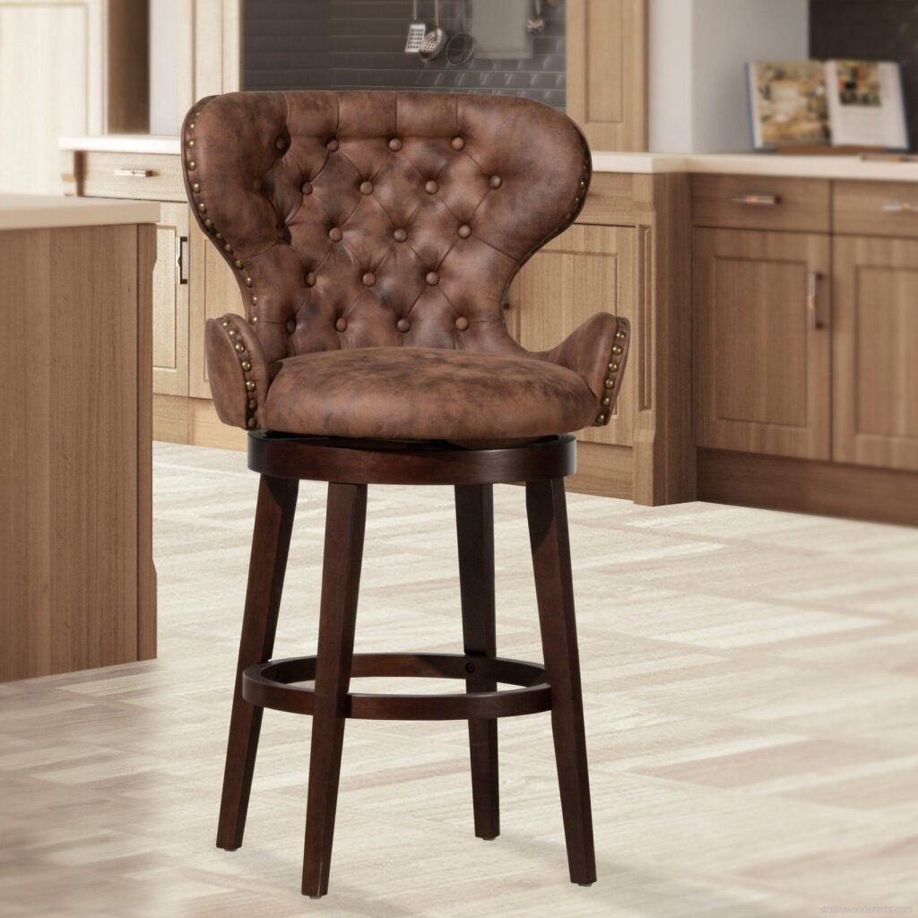Swivel Solid Wood Bar Stool