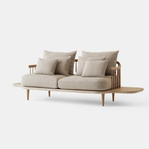 Fly Japanese Concept Beige 2 Seater Sofa in Solid Wood