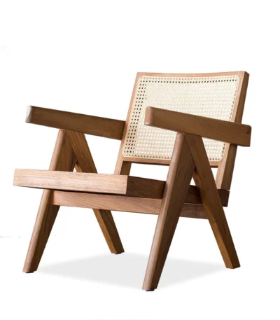Chandigarh Rattan Armchair in Solid Wood