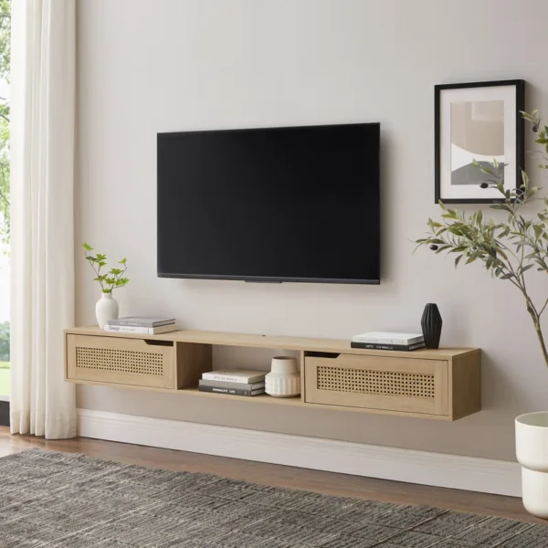 Elegant Rattan Media Console Tv Unit
