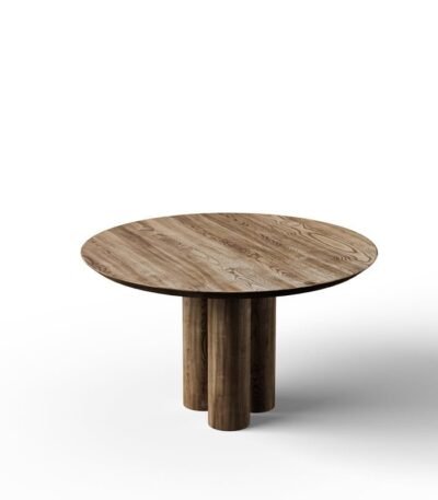 3 Pillar Round Pedestal Dining Table In Solid Wood
