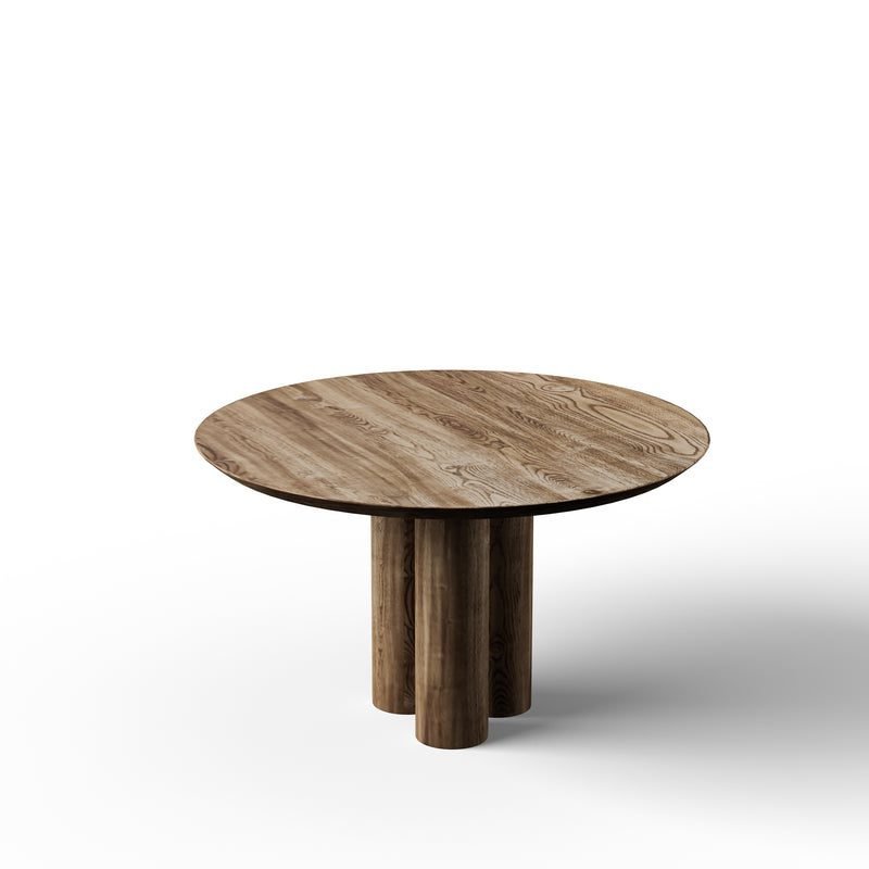 3 Pillar Round Pedestal Dining Table In Solid Wood