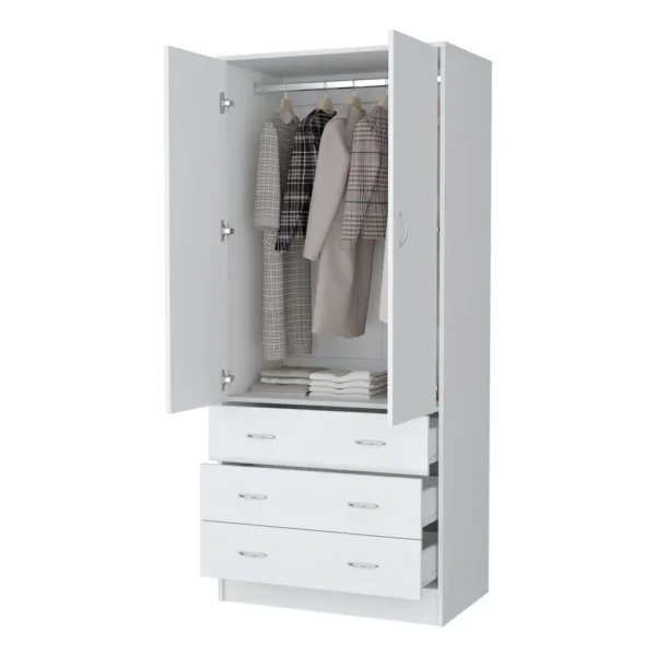 Prescott Armoire Wardrobe with 3 Drawers White