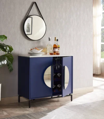 Luxury Steinman 31.5'' Wooden Bar Cabinet in Blue