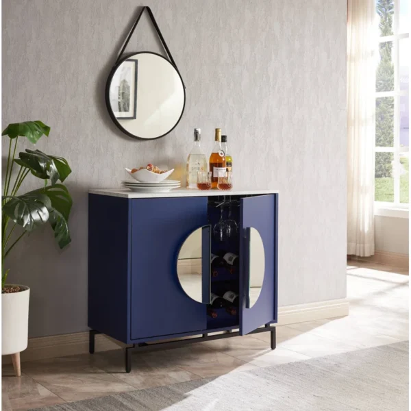 Luxury Steinman 31.5'' Wooden Bar Cabinet in Blue