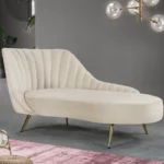 Tiberius White 74" Upholstered Chaise Lounge in Solid Wood