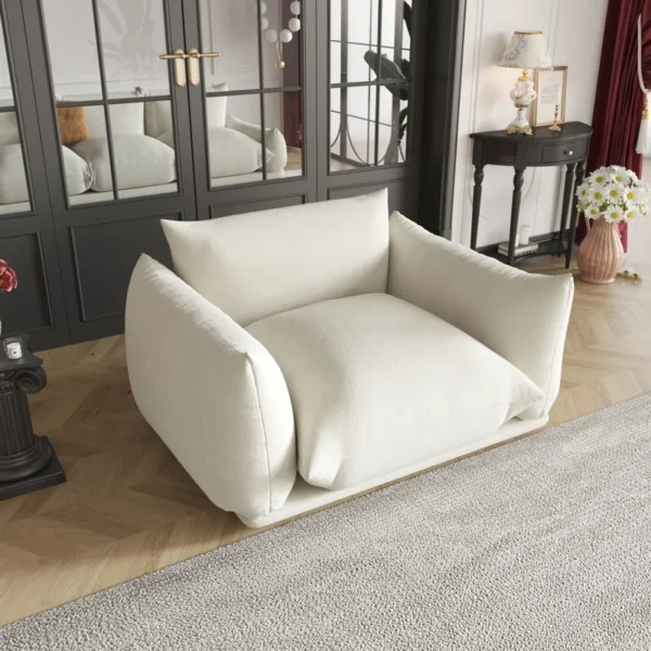 Toupin White Luxury Upholstered Single Sofa