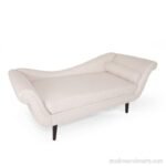 White Upholstered Chaise Lounge 69" in Solid wood
