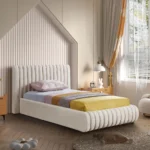 Cream Velvet Deep Tufting Upholstered Bed With Storage