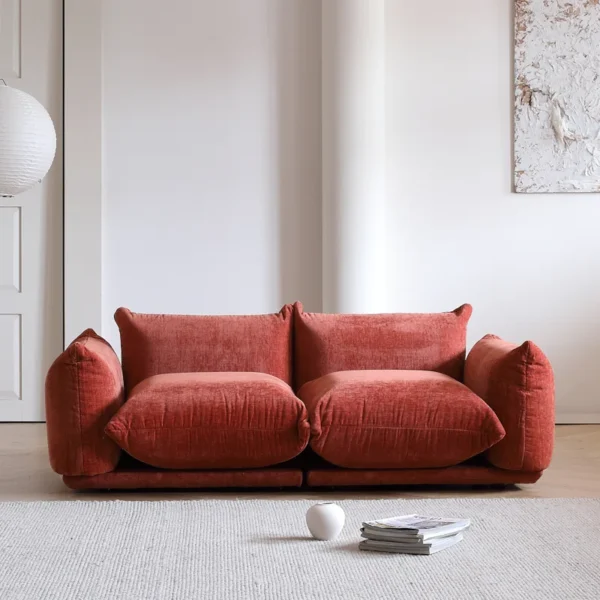 Waltman Red 3 Seater Upholstered Sofa