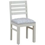 Solid Wood Dining Chair in White With Printed Fabric