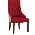 Dual Red Upholstered Dining Chair in Solid Wood